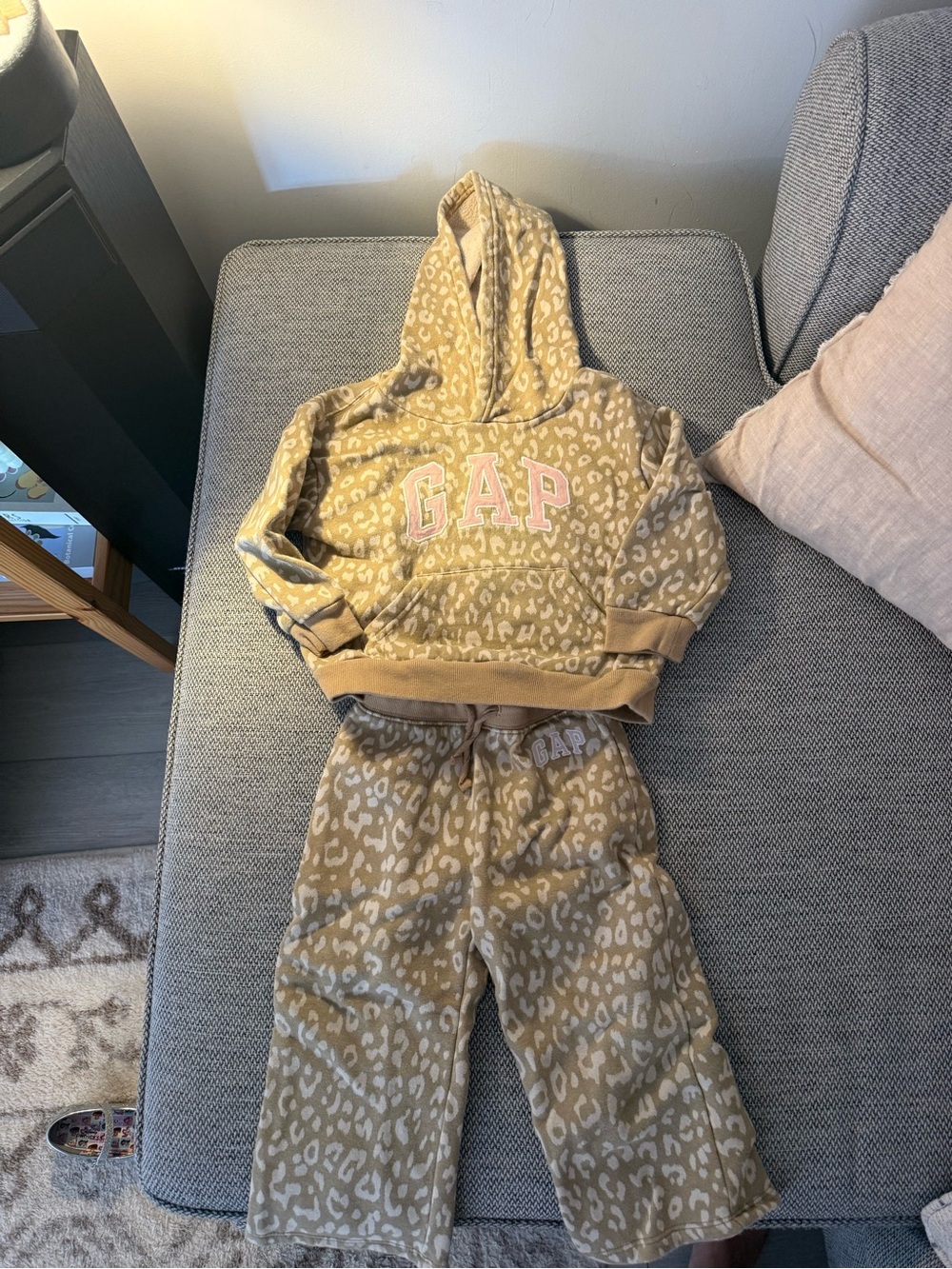 GAP Kids Tan Leopard Print Sweatshirt & Joggers
